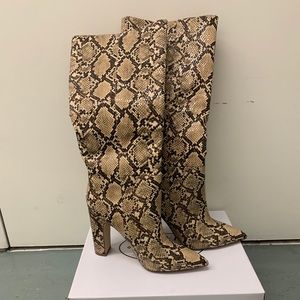 Steve Madden Rouge Tan Snake Heel Boots